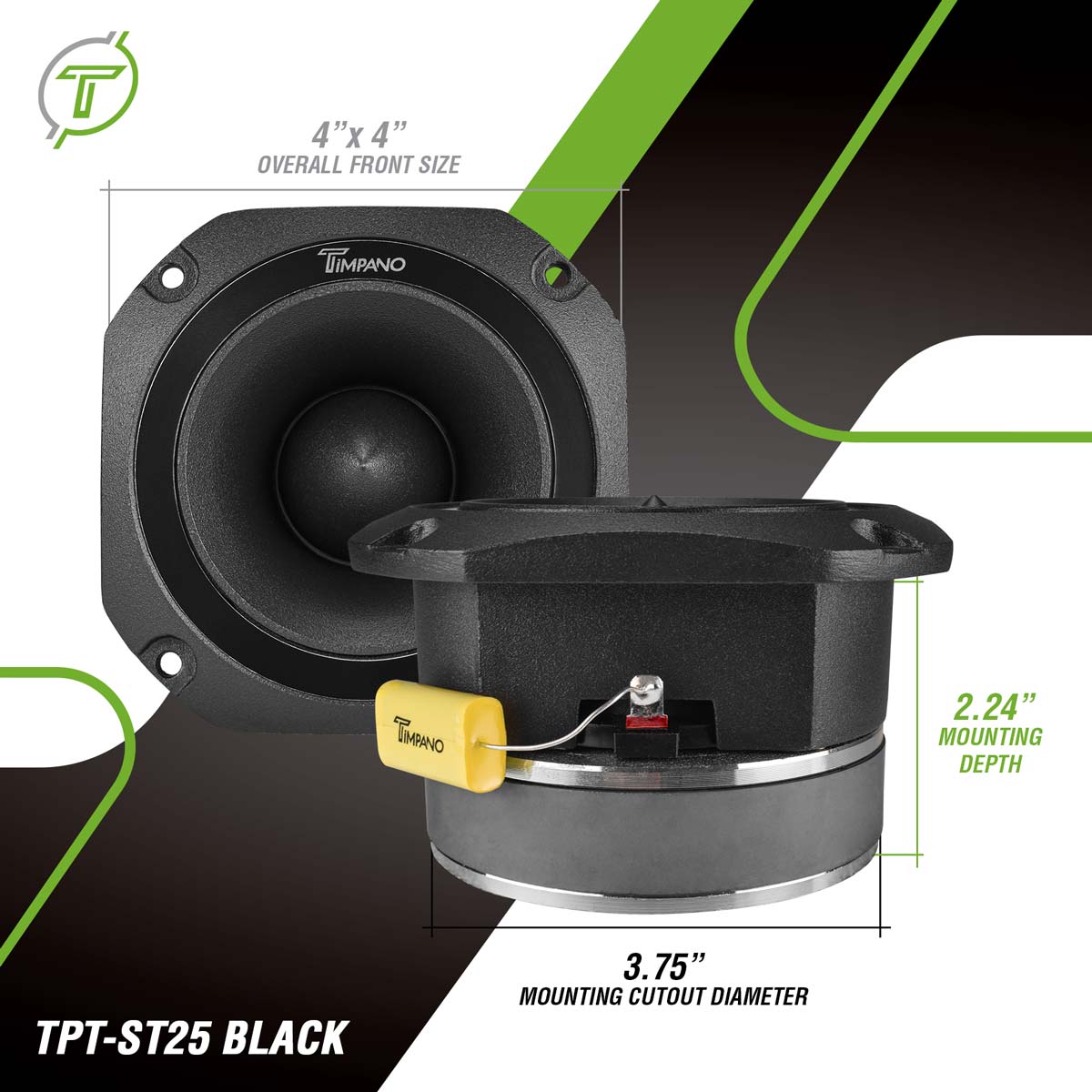 Timpano Audio TPT-ST25 BLACK 4" PRO Audio Super Tweeters 900 Watts 8 Ohm  Pair