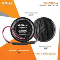 PRV Audio TW100SD-4 28Mm Silk Dome Tweeters