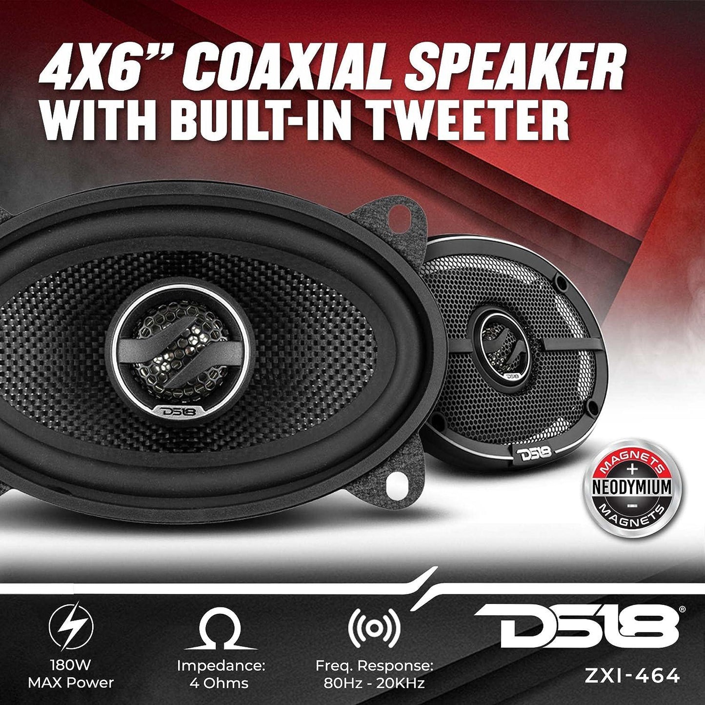 2 Pair of DS18 ZXI464 ZXI  4x6" 2-Way Coaxial Speakers 180 Watts 4-Ohm New