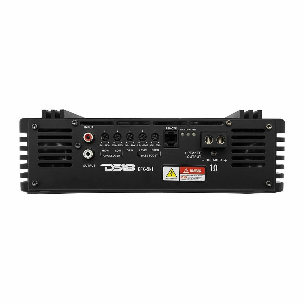 DS18 GFX-5K1 – Full-Range Class D 1-Channel Monoblock Amplifier – 5000 Watts RMS, 1-Ohm