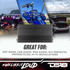 DS18 G1800.4D Full-Range Class D 4-Channel Car Audio Amplifier 1800 Watts