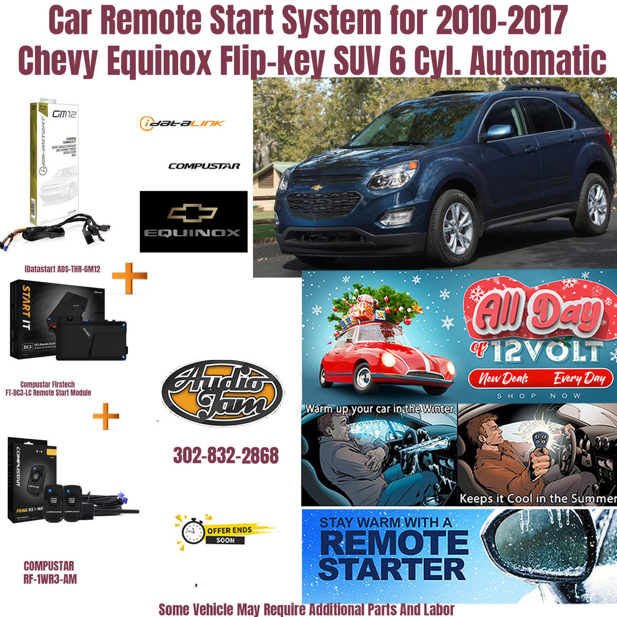 Car Remote Start System for 2010-2017 Chevy Equinox Flip-key SUV 6 Cyl. Automatic