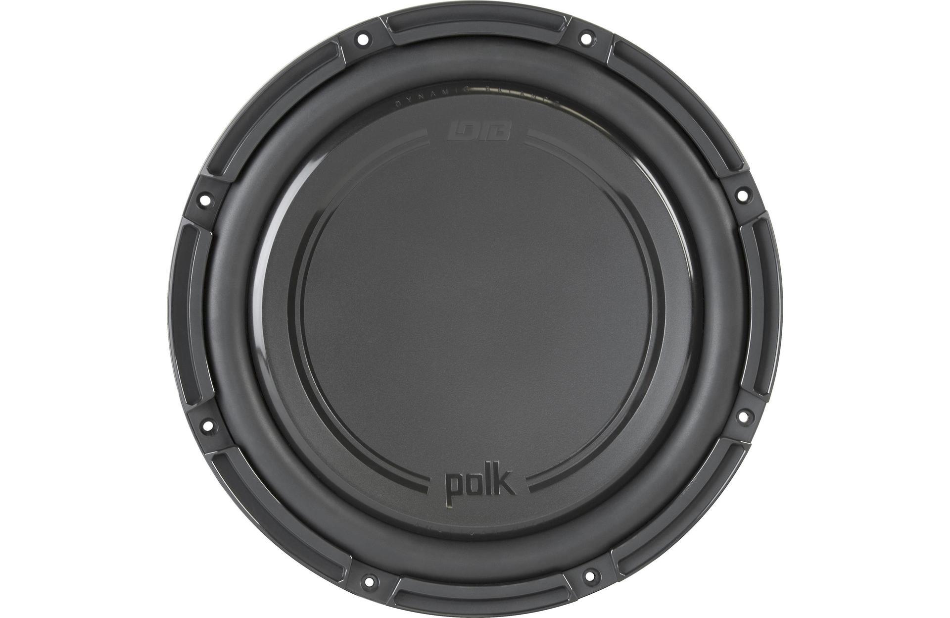 Polk Audio DB 1242 DVC DB+ Series shallow-mount 12" subwoofer with dual 4-ohm voice coils +  AudioControl ACM-1.300 ACM Series compact mono subwoofer amplifier — 300 watts RMS x 1 at 2 ohms