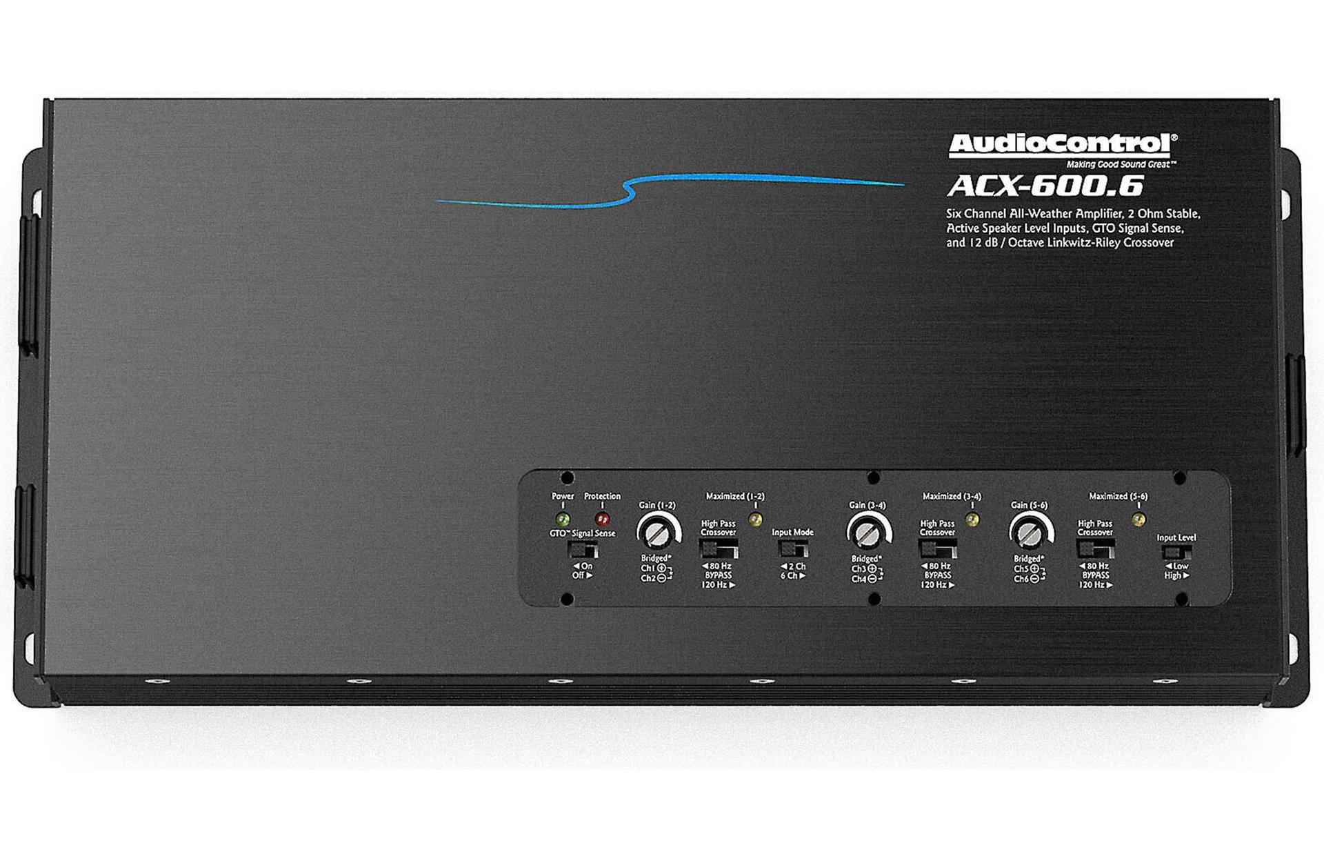 Audiocontrol ACX-600.6 6-channel powersports/marine amplifier 50 watts RMS x + T-Spec V8-AK4 4 Gauge V8 Series OFC Amp Kit w/2-Channel RCAs for Systems up to 1500 Watts Audio Package