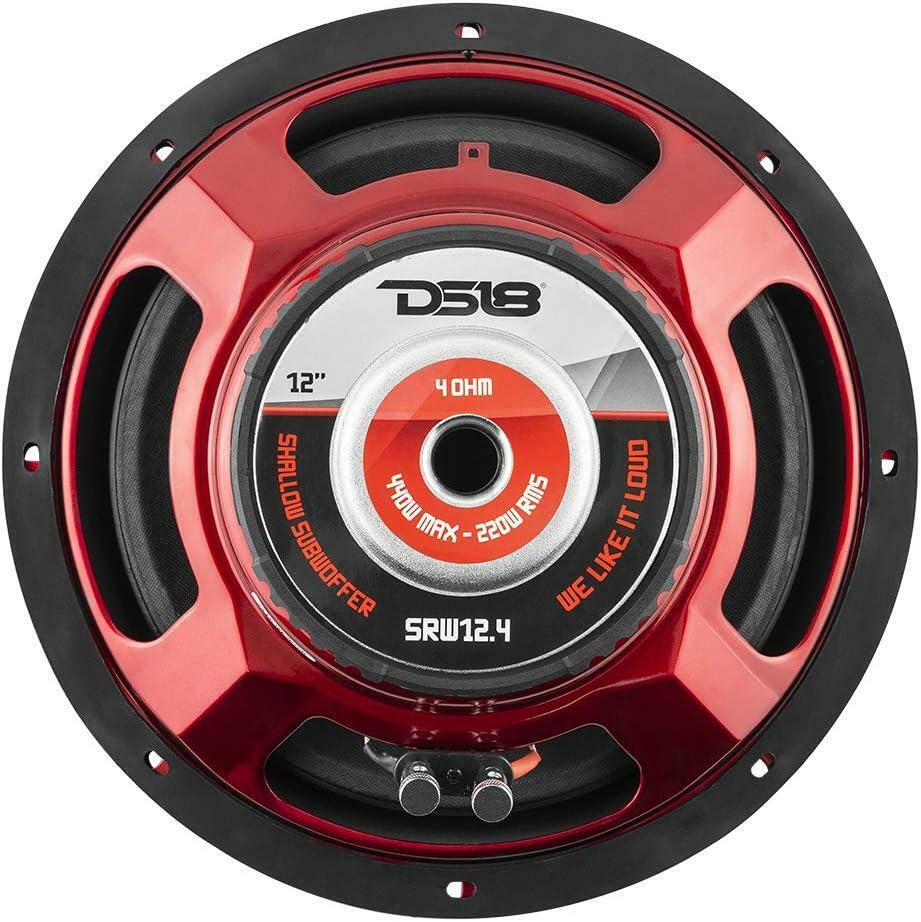 2 x DS18 SRW12.4D 12" Car Subwoofer 900 Watts 4-Ohm DVC Shallow Mount