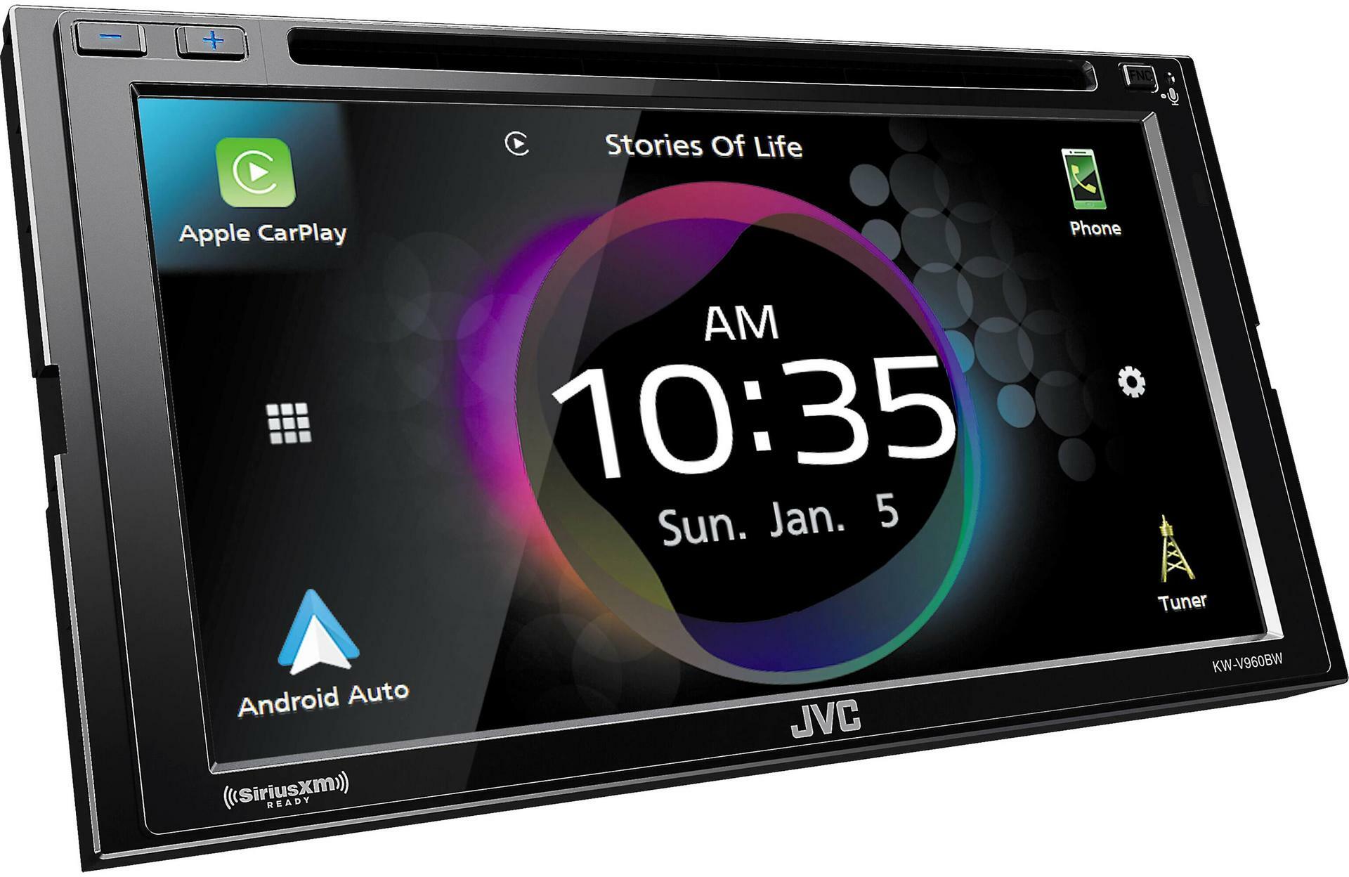 JVC KW-V960BW Wireless CarPlay, Wireless Android Auto, CD/DVD + Satellite Receiver  SXV300V1 + Backup Camera TE-2MPIR