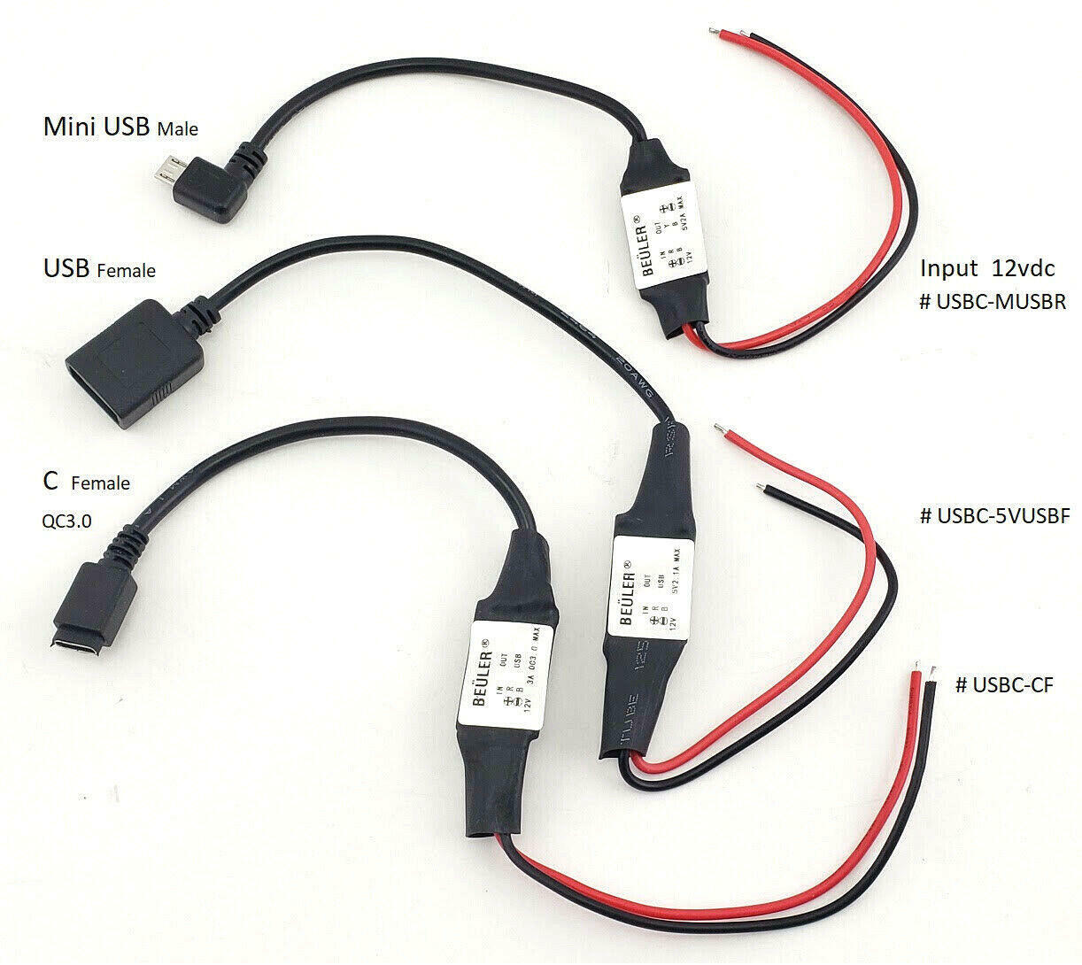 Accele Electronic USBC-CF Hardwire USB-C Female 12v To Female USB-C Mini Power Inverter