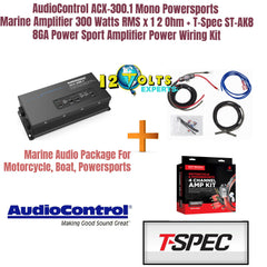 AudioControl ACX-300.1 Mono Powersports/Marine Amplifier 300 Watts RMS x 1 2 Ohm + T-Spec ST-AK8 8GA Power Sport Amplifier Power Wiring Kit