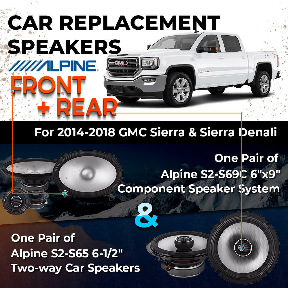 Car Speaker Replacement fits 2014-2018 for GMC Sierra / Sierra Denali 1500 Extended Cab