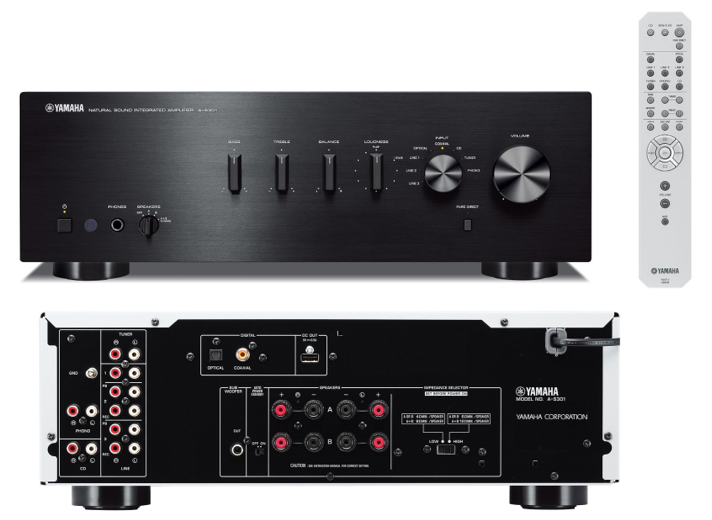 Yamaha A-S301BL Stereo integrated amplifier with built-in DAC. 60 watts x 2 channels into 8 ohms