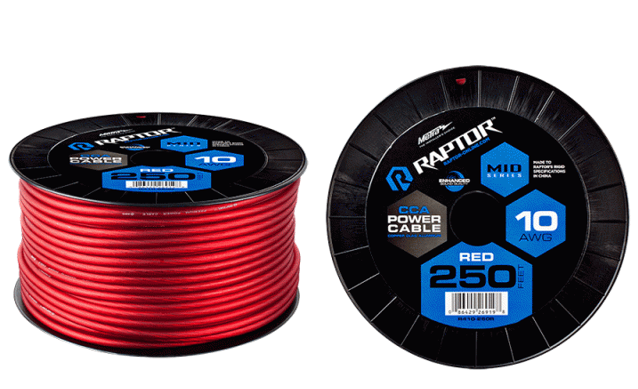 10g Mid Series Red CCA Power Wire (250' roll)