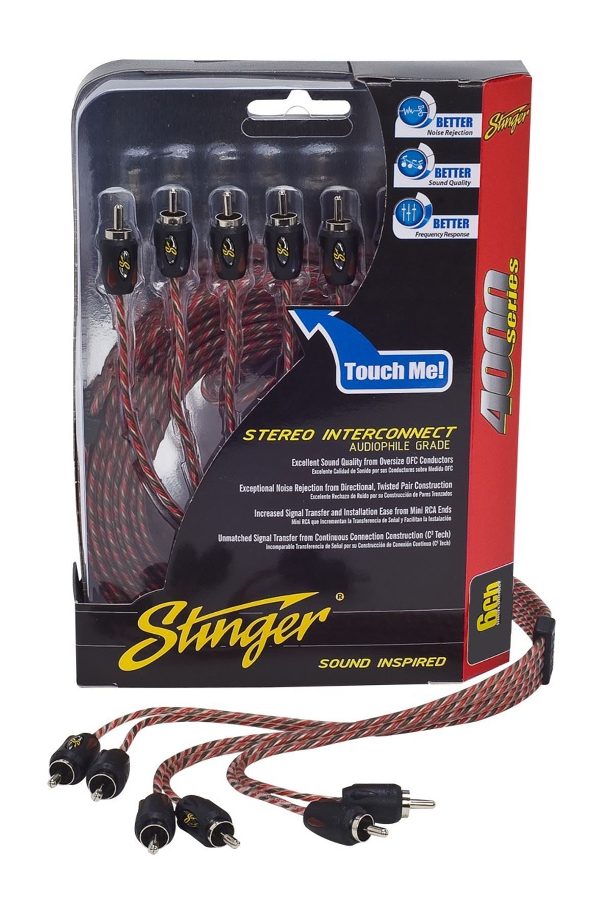 Stinger SI4617 17 ft. (5.1 meters) of 6-Channel 4000 Series RCA Cables