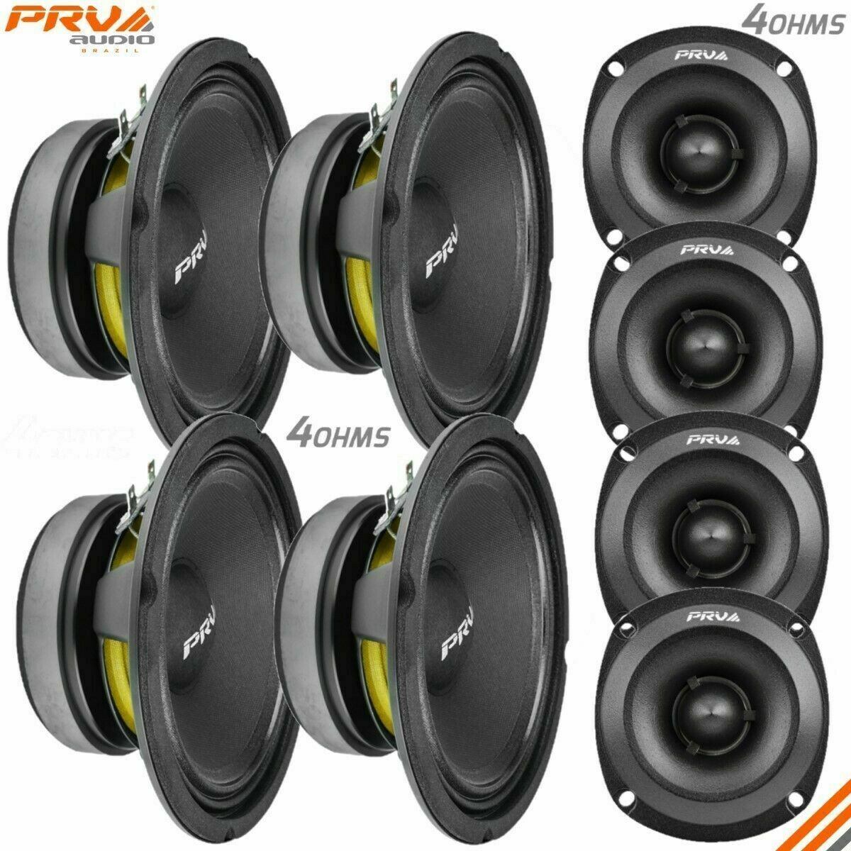 4x PRV 6.5" Midbass Speakers 6MB200-4 v2 + 4 x Tweeters TW350Ti