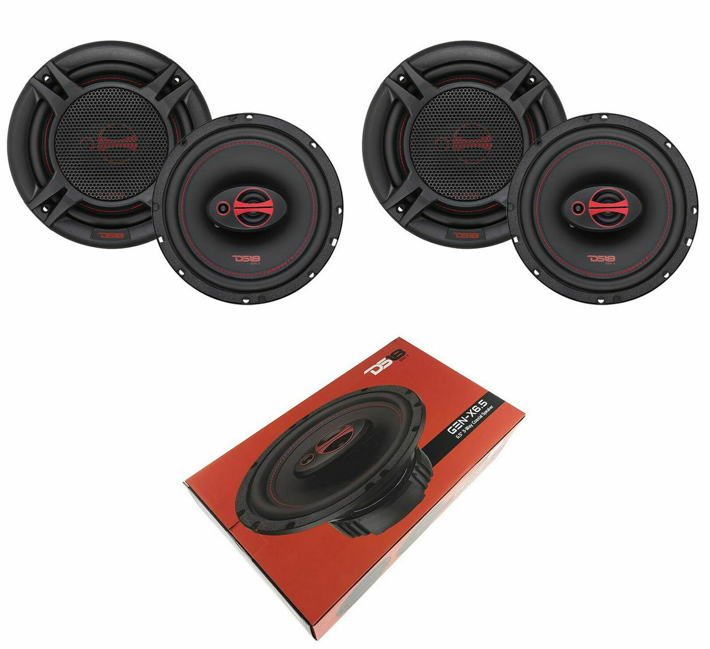4 X GEN-X6.5 DS18 6.5" 3-way Car Door Speakers 600 Watts 4 Ohm Coaxial 2 Pair