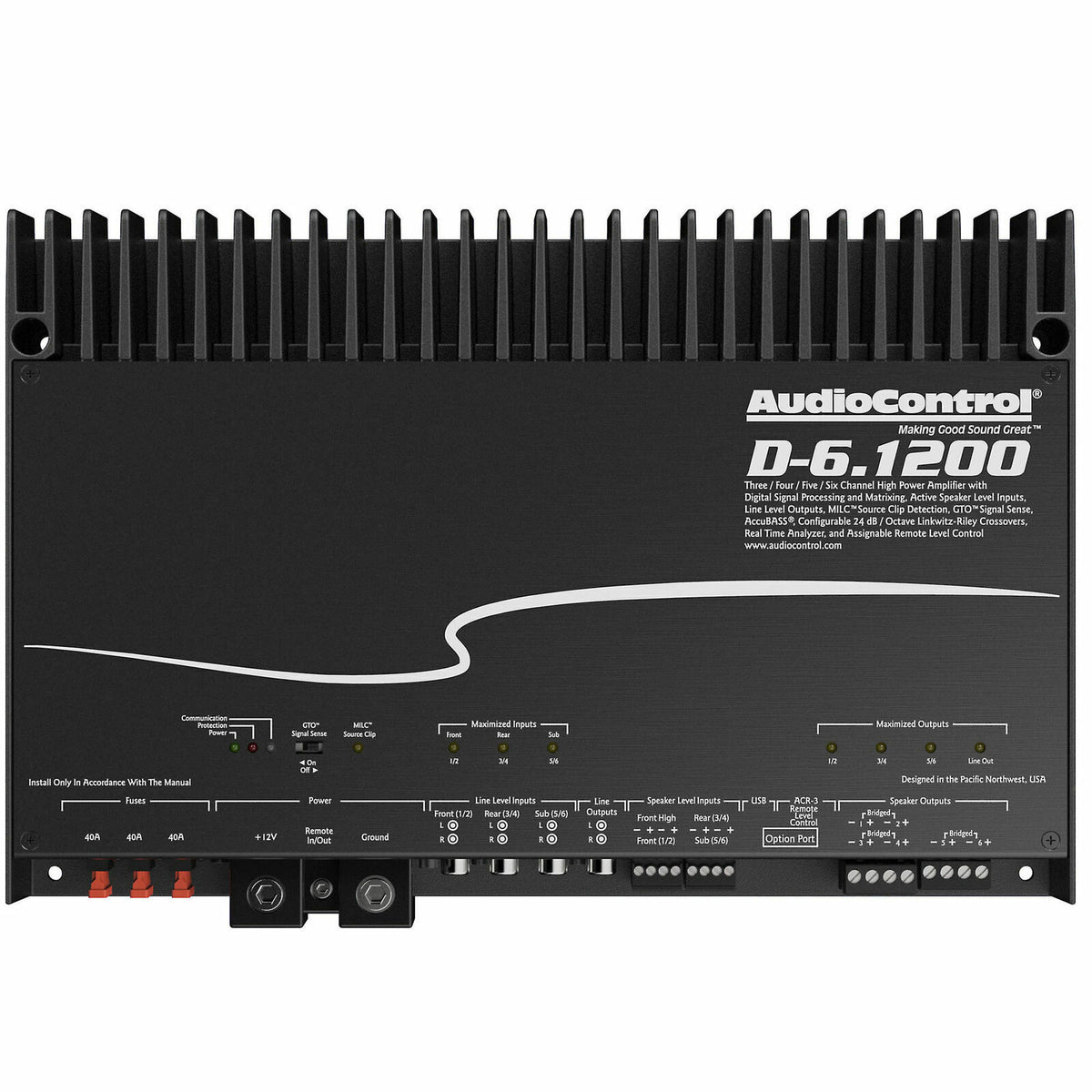 AudioControl D-6.1200 6-channel car amplifier with digital signal processing