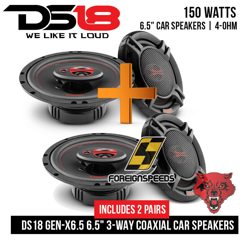 4 X GEN-X6.5 DS18 6.5" 3-way Car Door Speakers 600 Watts 4 Ohm Coaxial 2 Pair