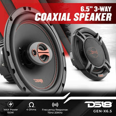 4 X GEN-X6.5 DS18 6.5" 3-way Car Door Speakers 600 Watts 4 Ohm Coaxial 2 Pair