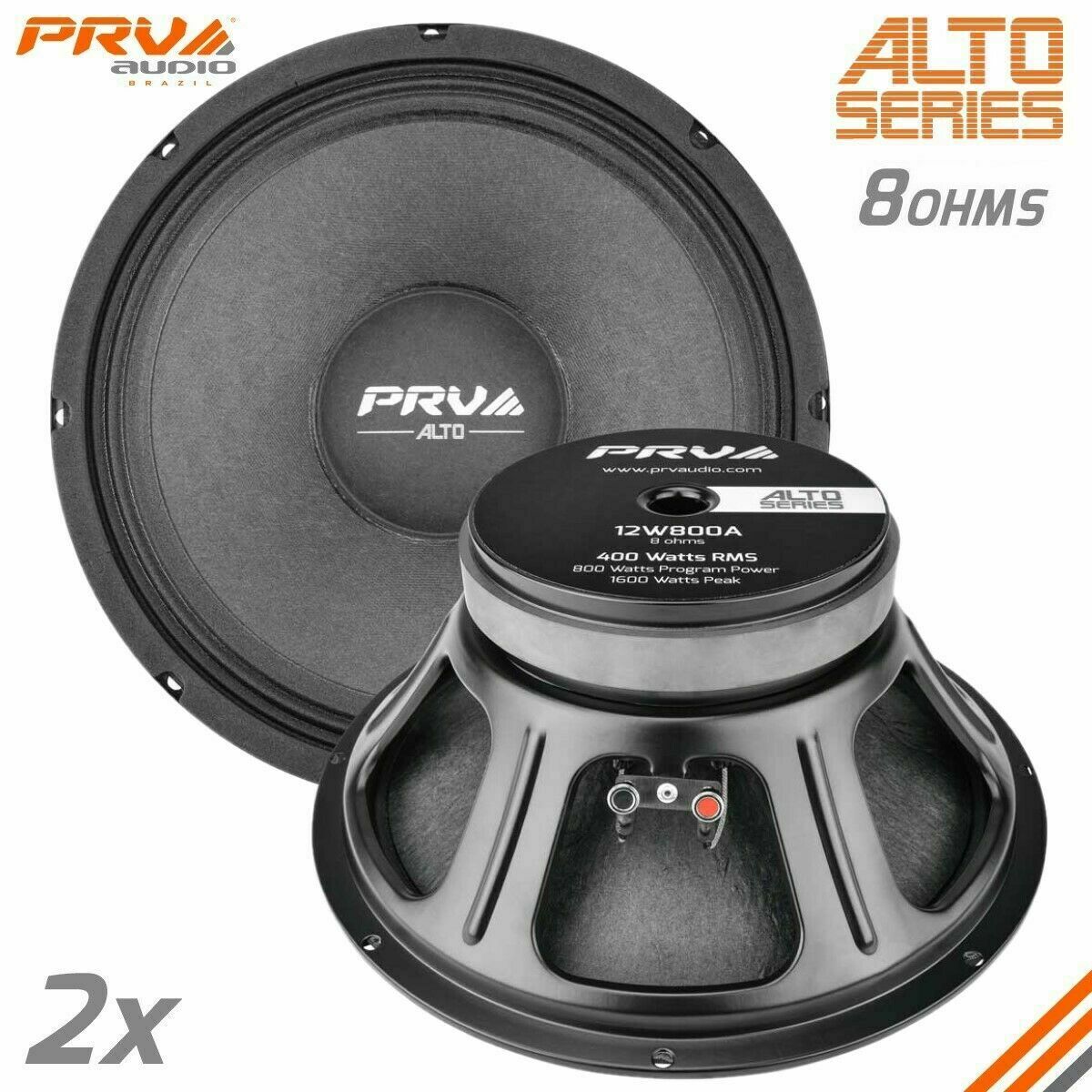 2 X PRV Audio 12W800A 12" Alto Series Professional Woofer 8 Ohm New 2 unit
