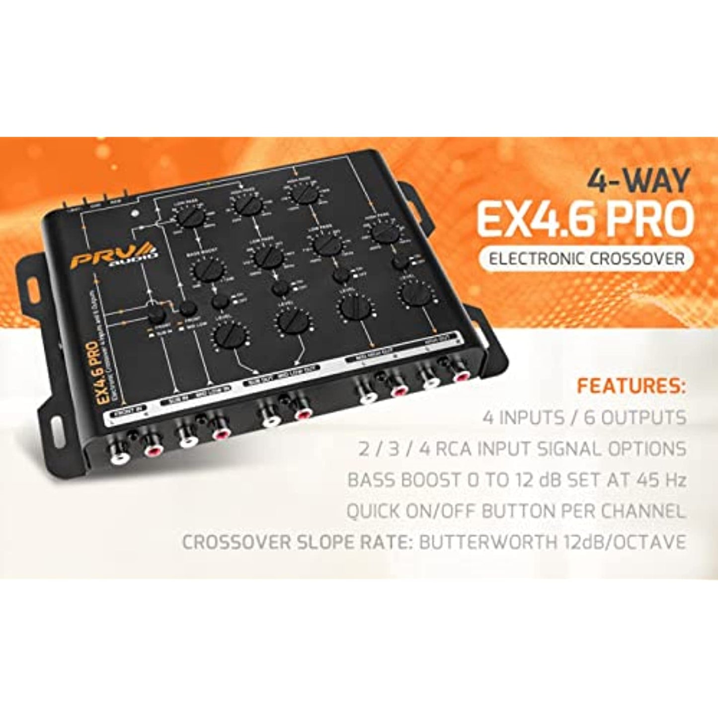 PRV EX4.6 PRO 4 way Electronic Crossover 4 In 6 RCA Output 9V RMS Car Audio