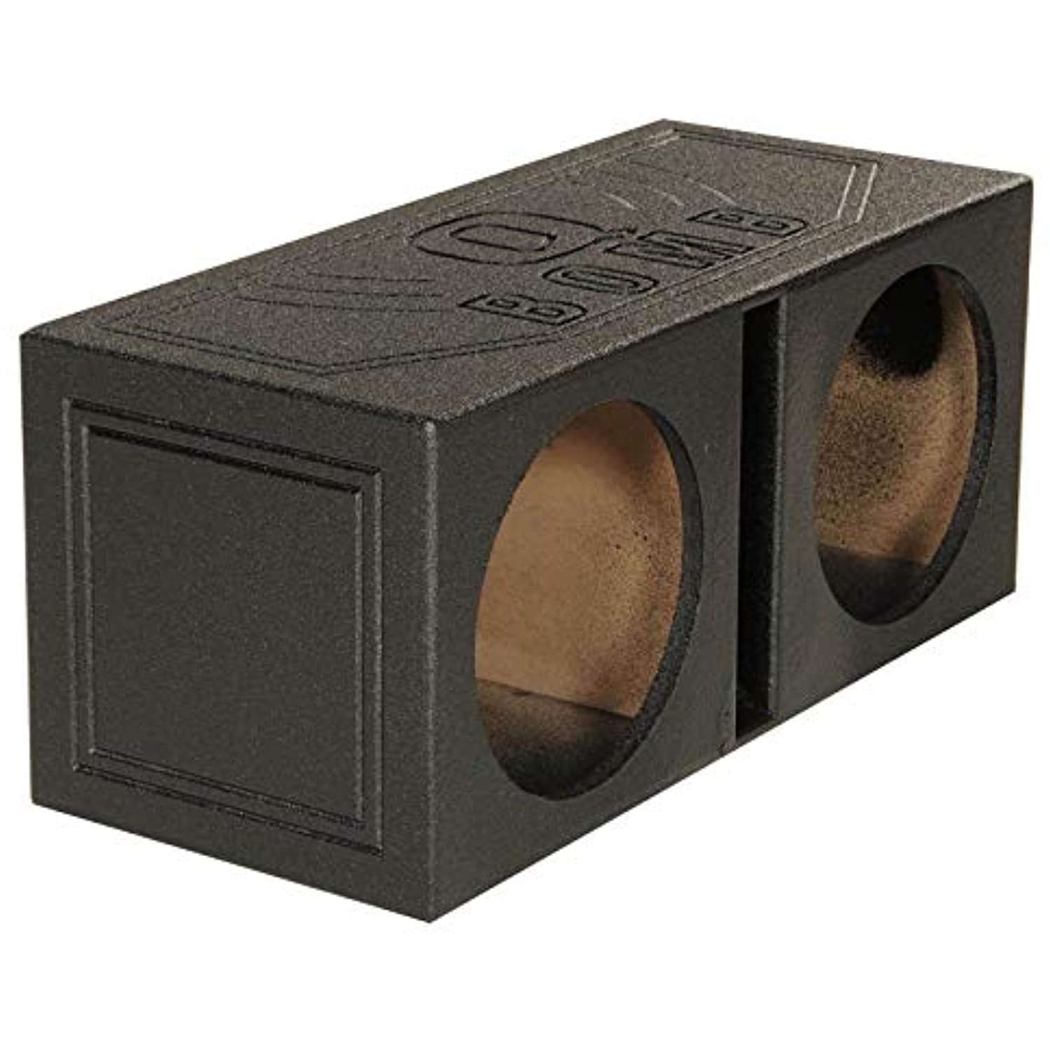 QPower QBOMB8V Dual 8 Inch Vented Port Subwoofer Sub Box with Bedliner Spray