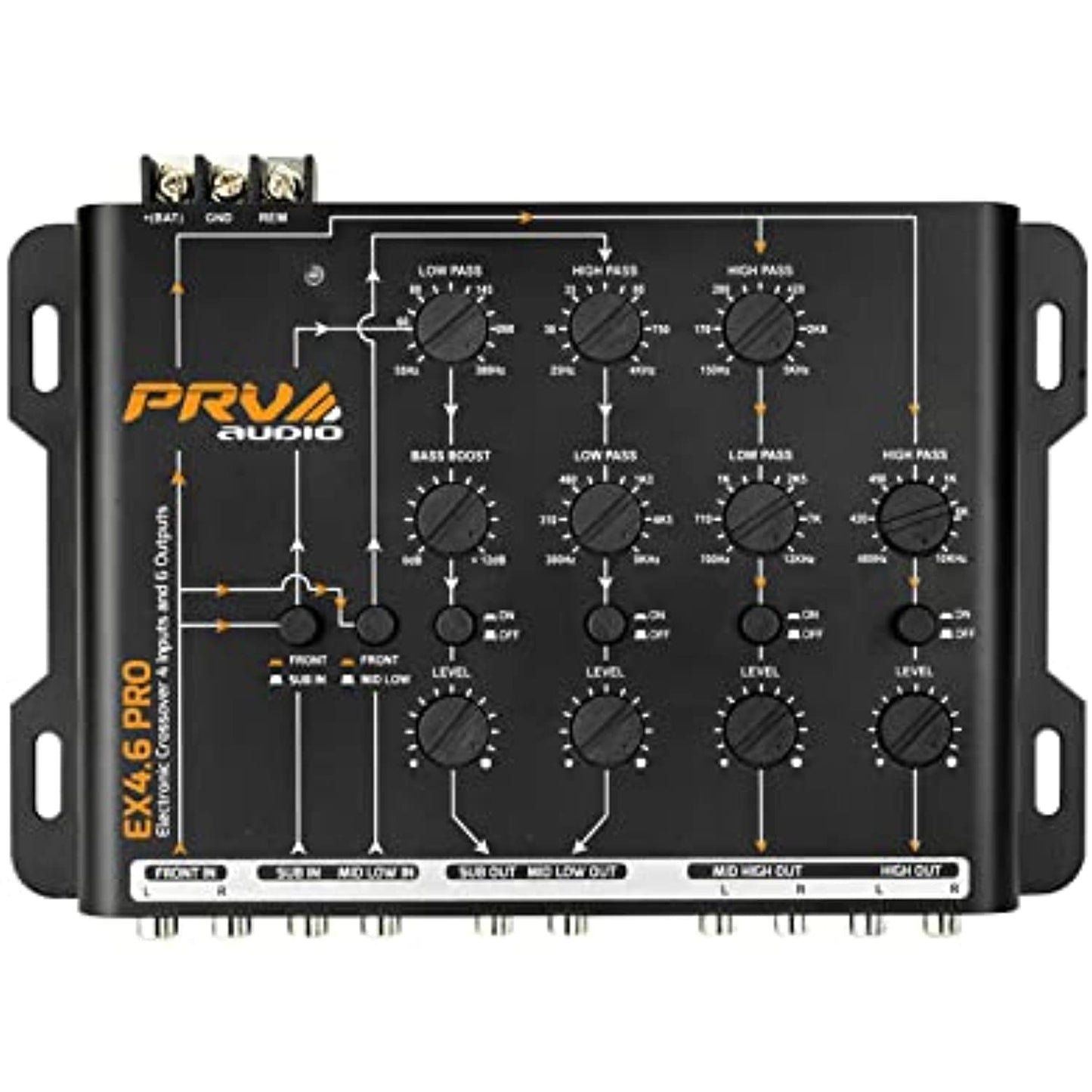 PRV EX4.6 PRO 4 way Electronic Crossover 4 In 6 RCA Output 9V RMS Car Audio