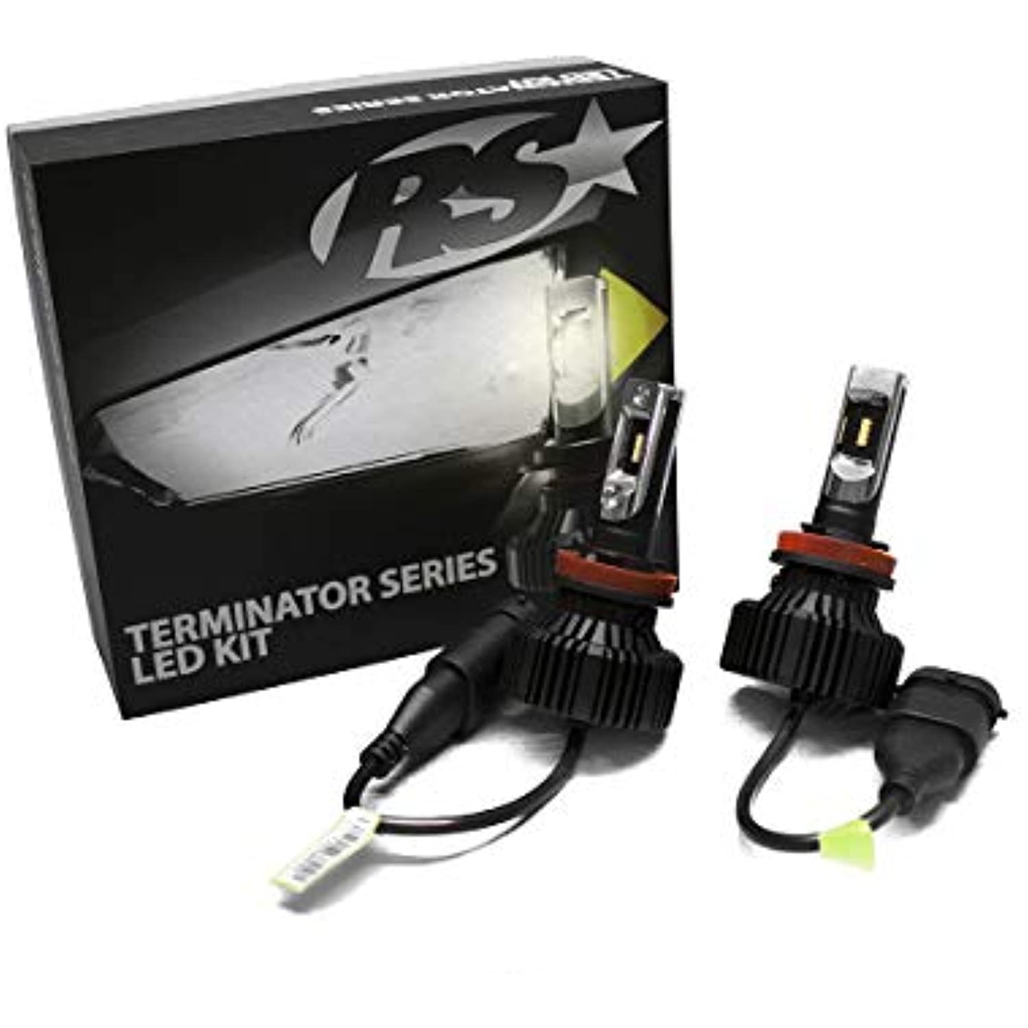Race Sport Lighting 9007TLED Terminator Series 9007 Fan-less LED Conversion Headlight Kit with Pin Point Projection Optical Aims and Shallow Mount Design