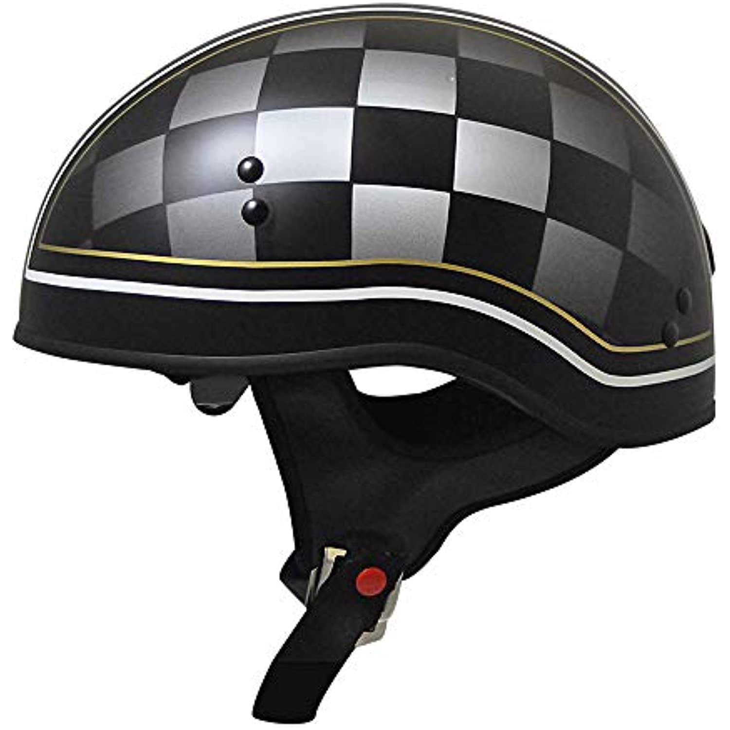 TORC T5515CK26 Motorcycle Half Helmet Graphic ,Drop-Down Sun Visor Checker, XX-L