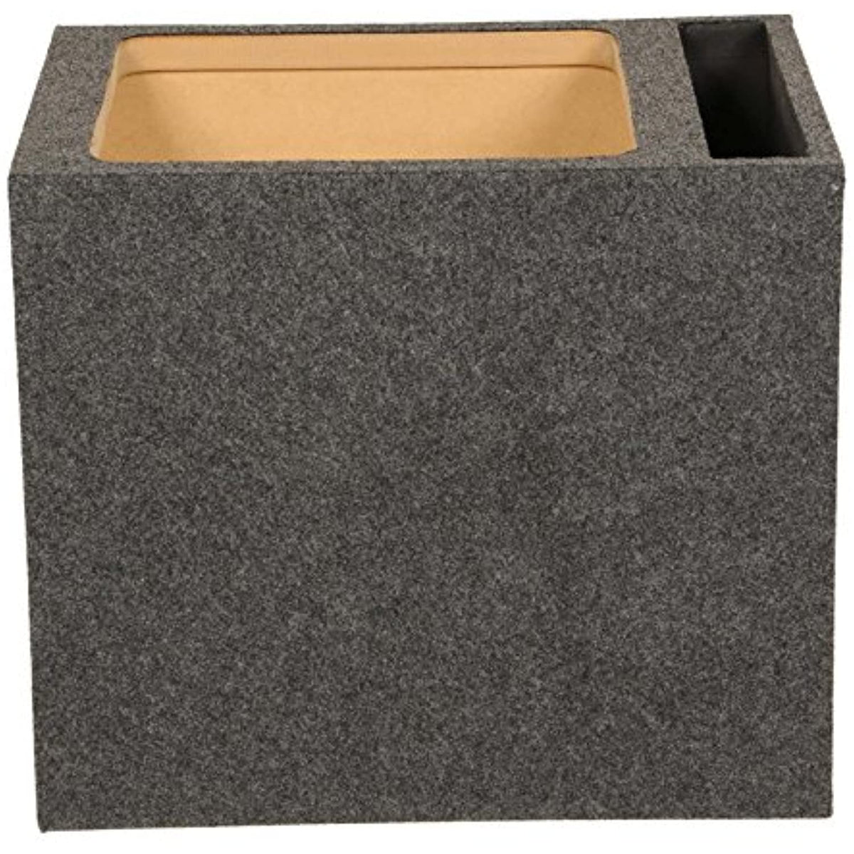 QPower 15 Inch Heavy-Duty Single Vented Carpet Covered Durable Car Audio Vehicle Subwoofer Enclosure Woofer Box, Charcoal Gray