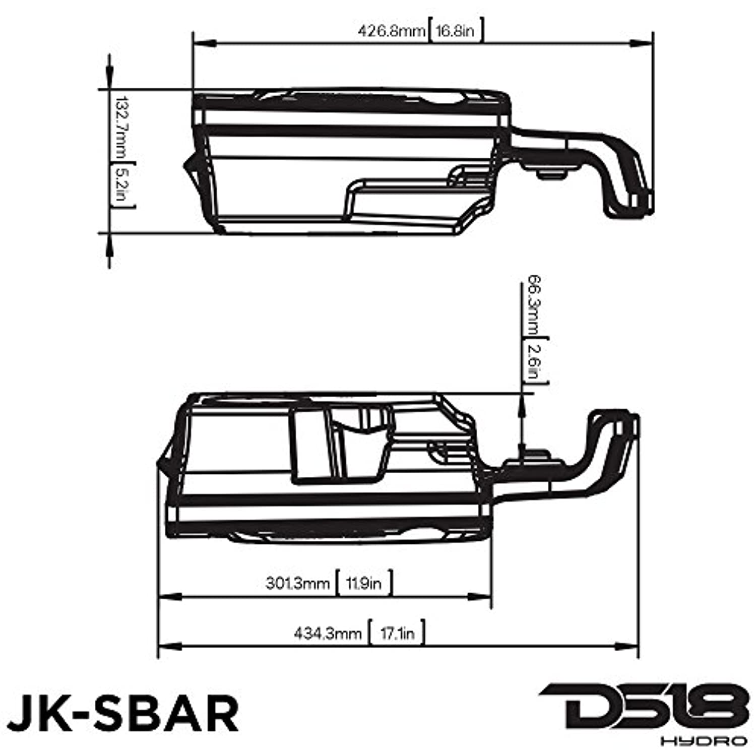 DS18 JK-SBAR/B Overhead Soundbar, Black