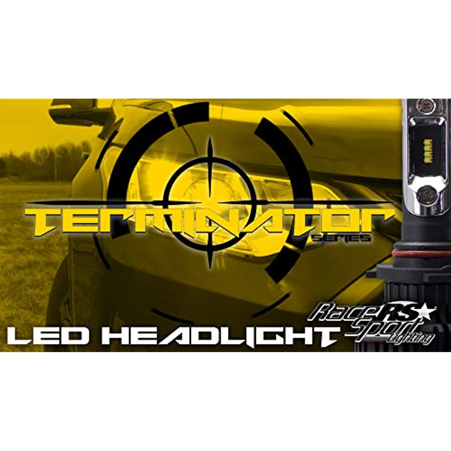 Race Sport Lighting H10TLED Terminator Series H10 Fan-less LED Conversion Headlight Kit with Pin Point Projection Optical Aims and Shallow Mount Design