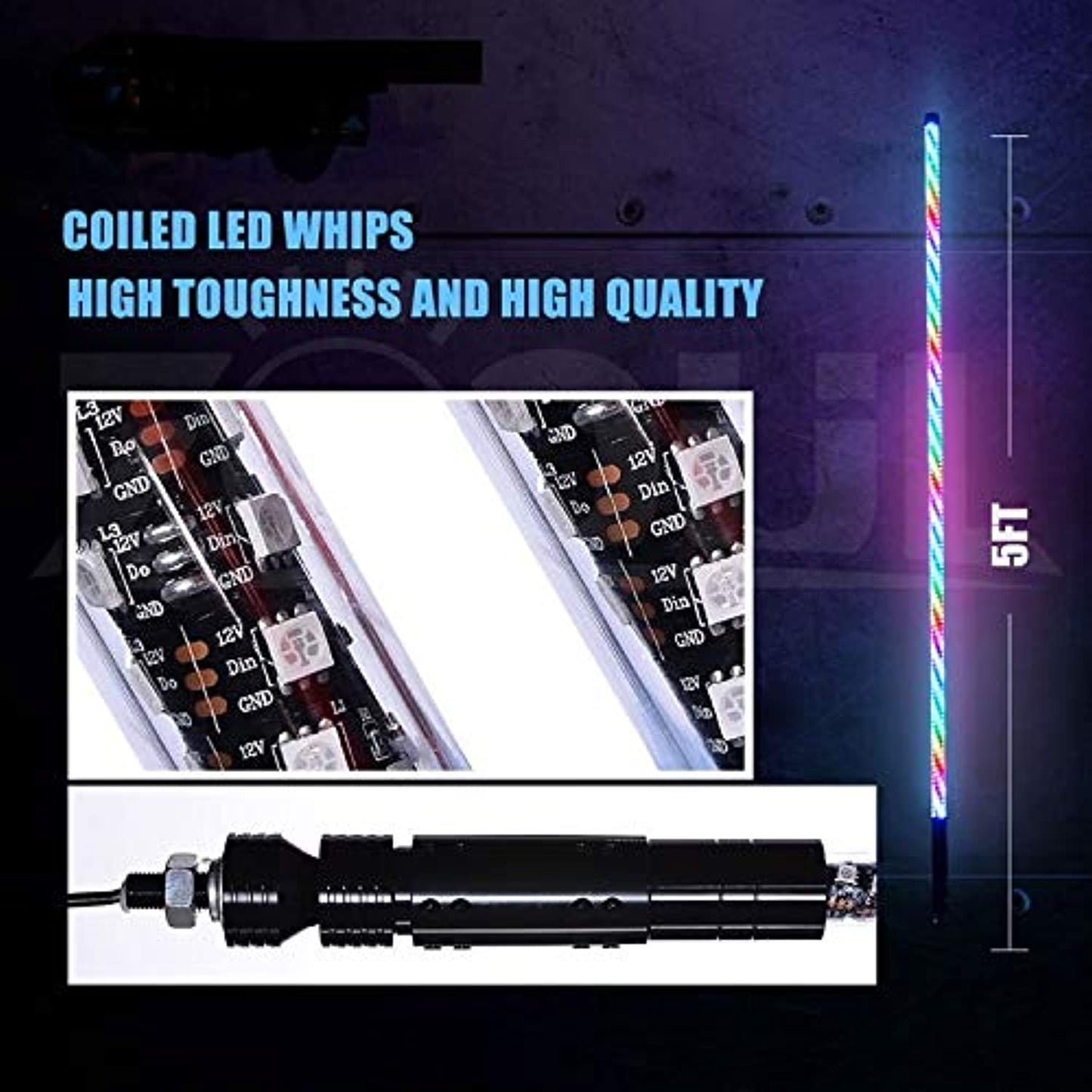 Race Sport Lighting RS8193FT 3-Foot Long ColorADAPT® Chasing RGB Multi-Color Whip with Remote Control and over 150+ Patterns