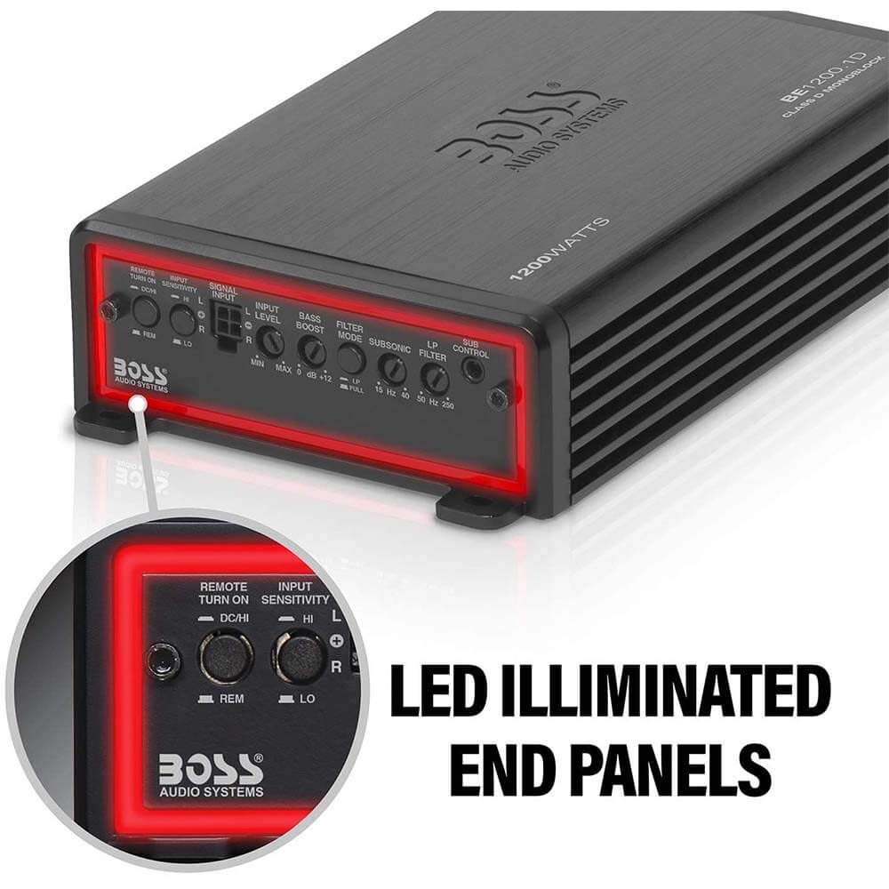 BOSS Audio BE1200.1D Class D Car Amplifier - 1200 Watts 1 Ohm Stable, Digital