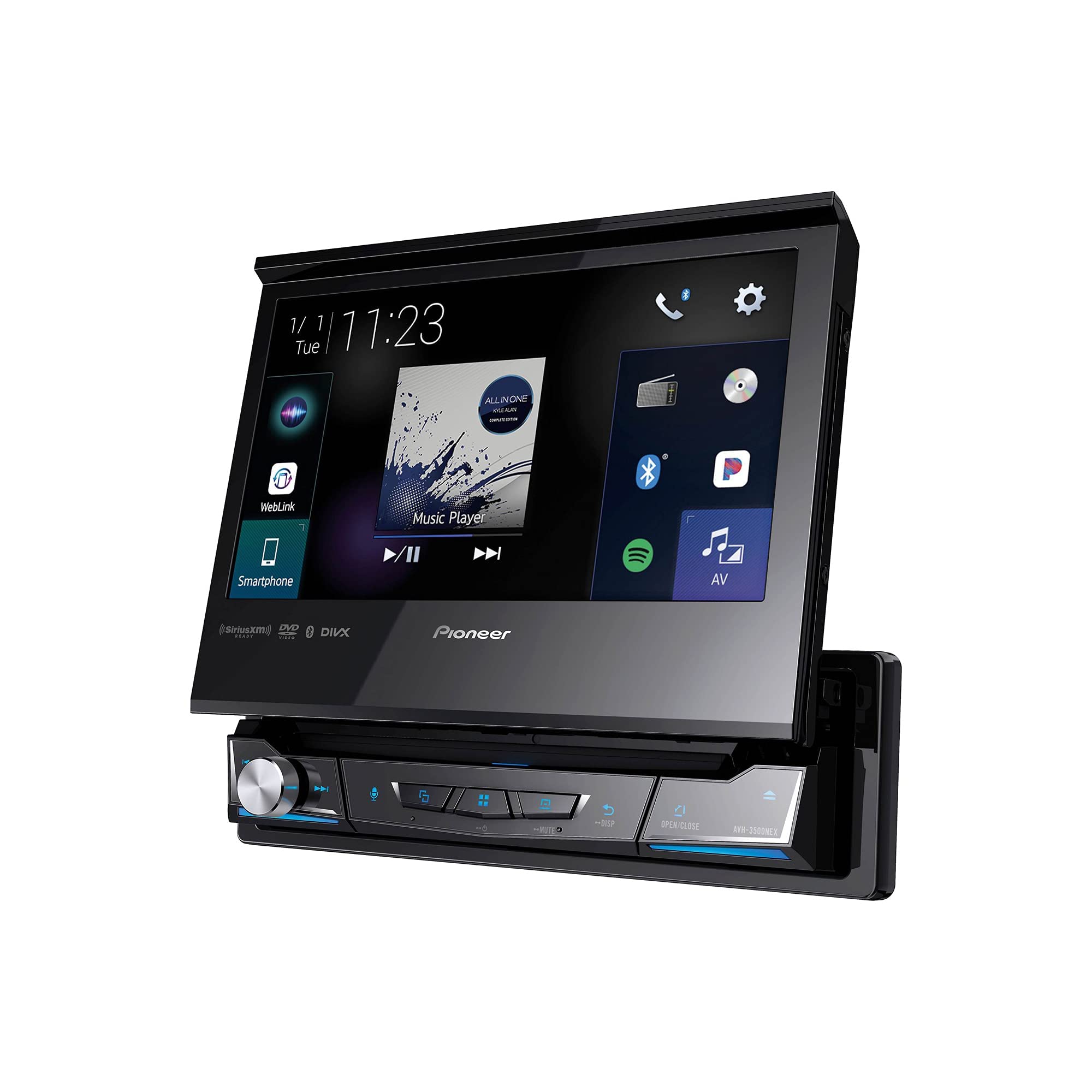 Pioneer AVH-3500NEX + Satellite Receiver sxv300v1 7" Flip Out DVD Receiver w/ CarPlay, Android Auto, Built-in Bluetooth, & SXM Ready SDIN