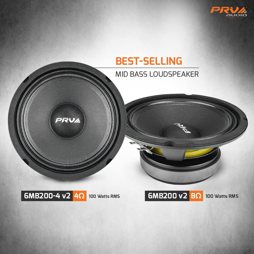 2x PRV Audio 6MB200-4 v2 Midbass Car Audio 6.5" Speakers 4 Ohm 6MB PRO 400 Watt