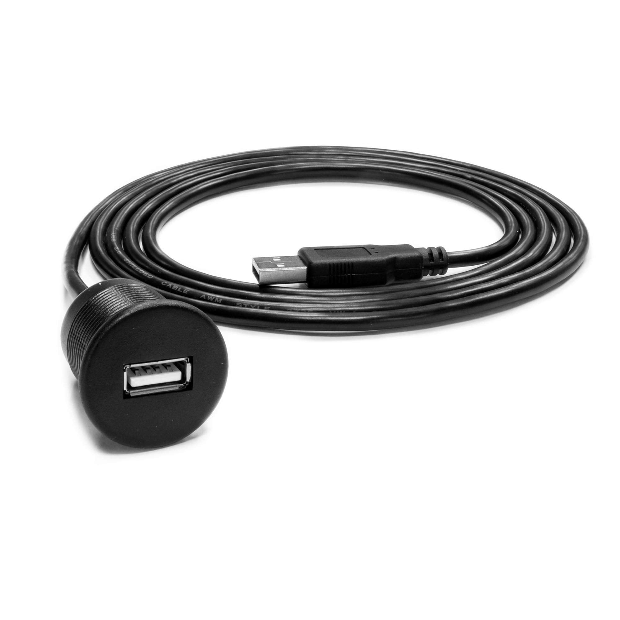 Wet Sounds WWX-USB-MF-6FT Flush Mount USB with 6 ft Extension Cable & Cover