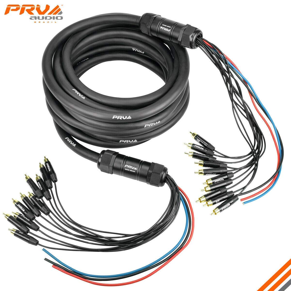 PRV AUDIO Snake 10RCA-30 Car Audio 30 Ft Medusa Cable 10 RCA Channels + 3 Power