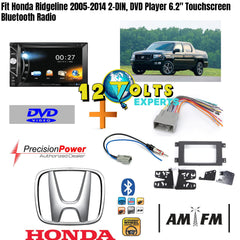 Fit Honda Ridgeline 2005-2014 2-DIN, DVD Player 6.2" Touchscreen Bluetooth Radio