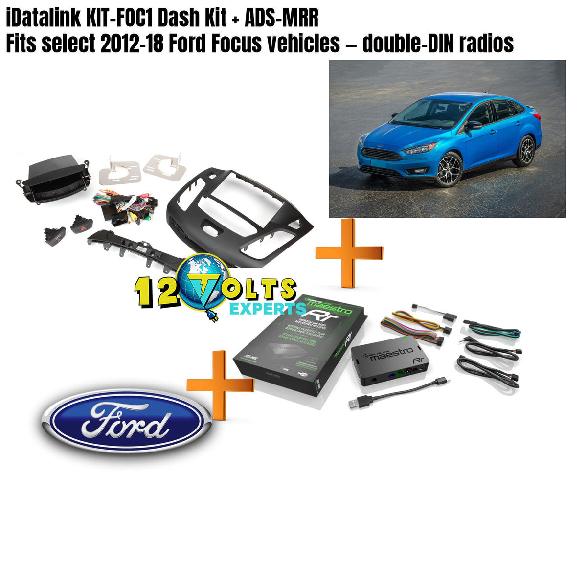 iDatalink Maestro KIT-FOC1 + ADS-MRR Dash Kit Harness For 2012-18 Ford Focus