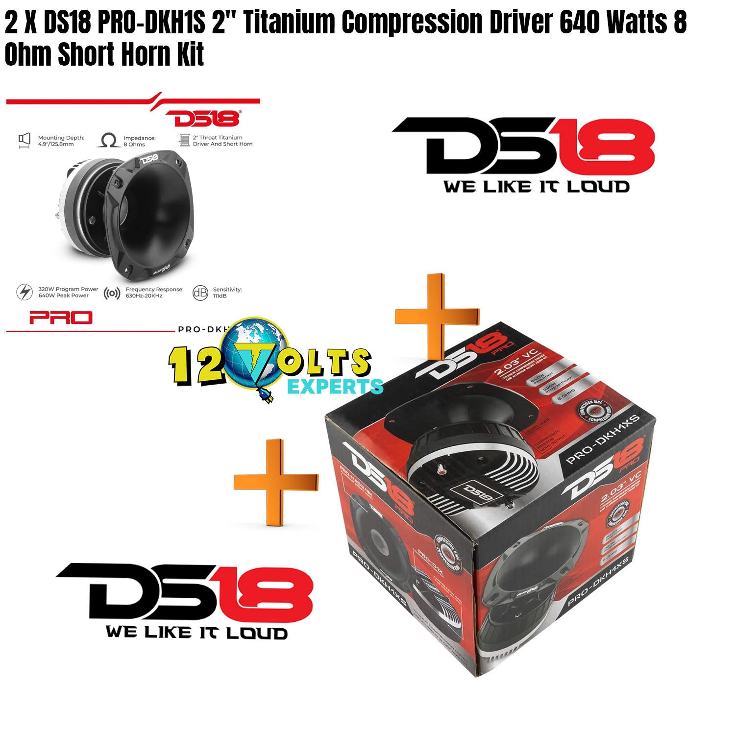 2 X DS18 PRO-DKH1S 2" Titanium Compression Driver 640 Watts 8 Ohm Short Horn Kit