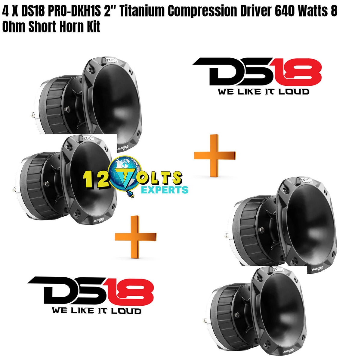 4 X DS18 PRO-DKH1S 2" Titanium Compression Driver 640 Watts 8 Ohm Short Horn Kit