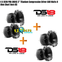 4 X DS18 PRO-DKH1S 2" Titanium Compression Driver 640 Watts 8 Ohm Short Horn Kit