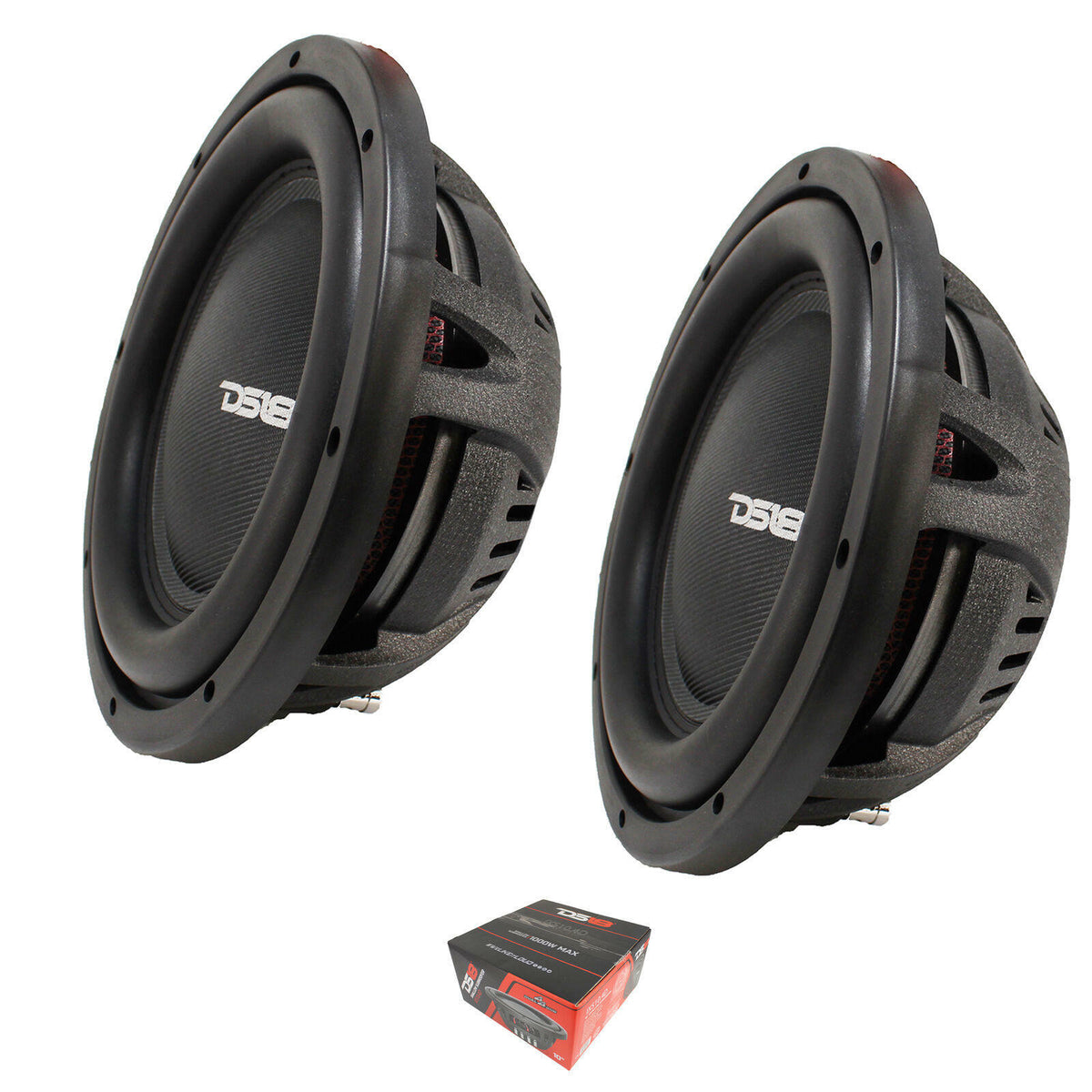 2 x DS18 IXS104D 10" Shallow Mount DVC 4 Ohm Subwoofer 1000 w