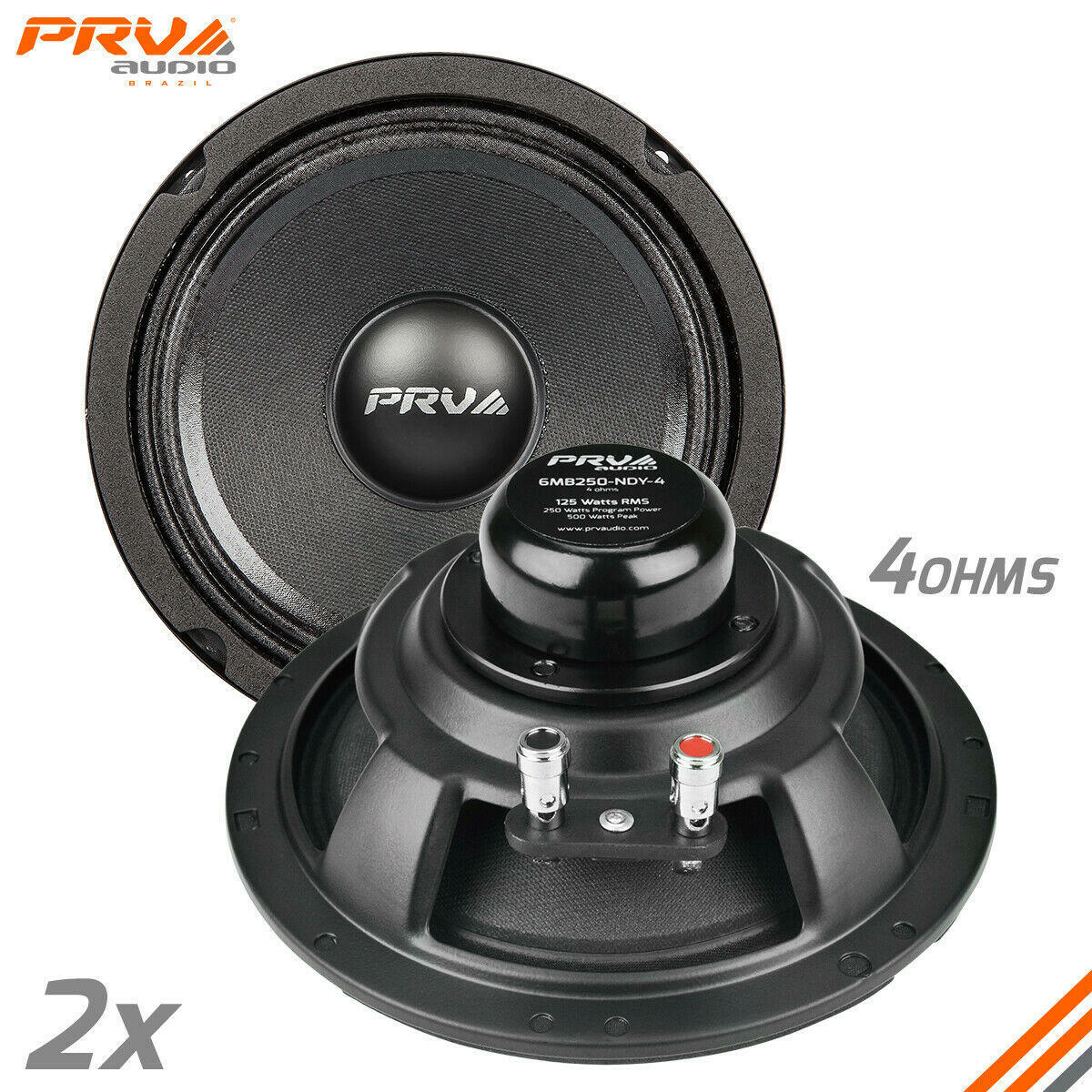 2x PRV Audio 6MB250-NDY-4 Midbass Neodymium 6.5" Speakers 4 Ohm 6MB PRO Neo 500W