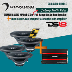 4 X DIAMOND AUDIO MP694 6 X 9 PRO Audio SPEAKERS + DS18 CANDY-X4B 4-Ch Amplifier