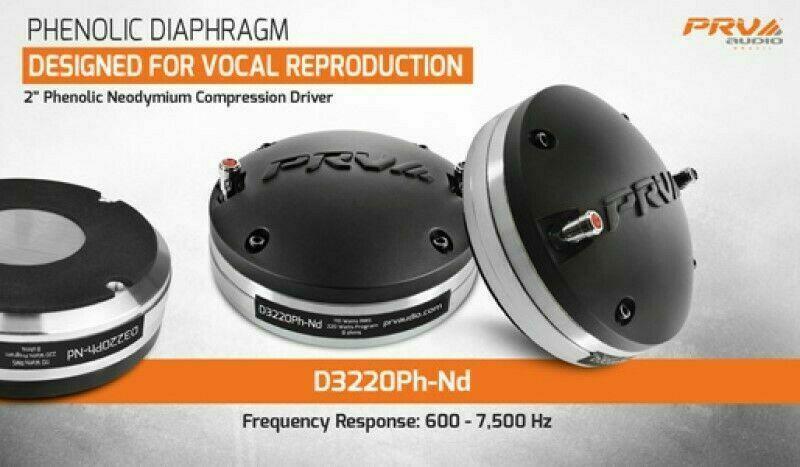 2 x PRV Audio D3220Ph-Nd Pro Audio Phenolic Neodymium Compression Driver 220W