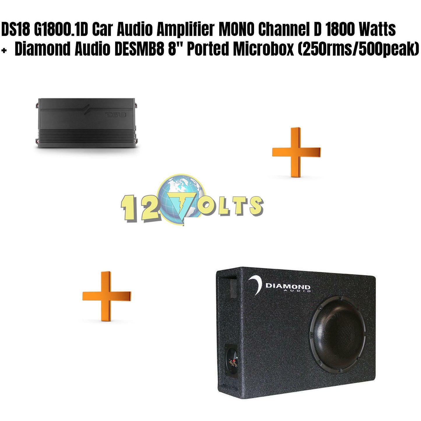DS18 G1800.1D Monoblock Amplifier 1800 W + Diamond Audio DESMB8 8" Ported Microbox
