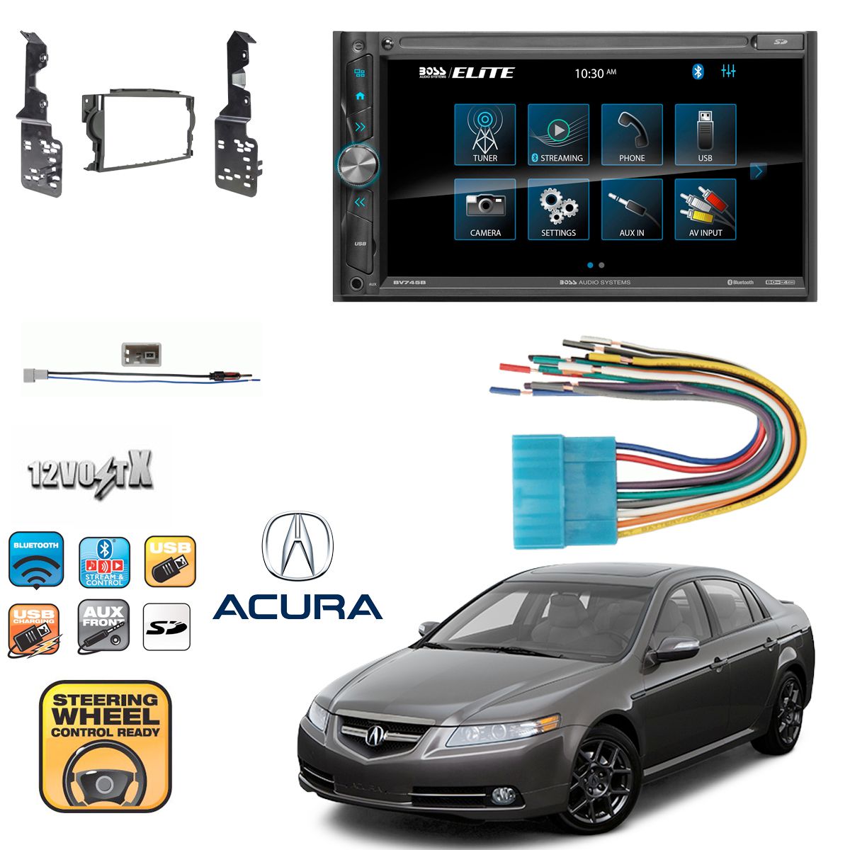 2-DIN 6.95" Touchscreen Bluetooth For Acura TL 2007-2008 with install parts