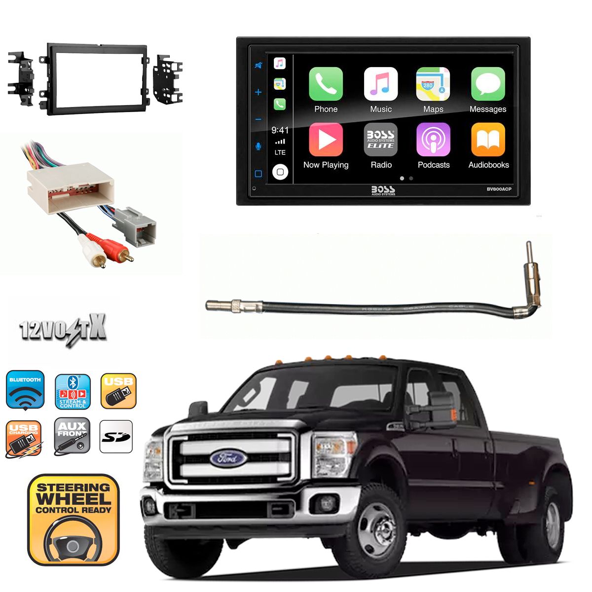 Touchsreen Cd/Dvd w/ CarPlay, Android Auto, USB, BT, for Ford F350 2005-2012