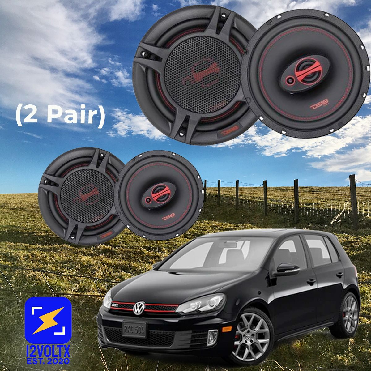CAR AUDIO REPLACEMENT SPEAKERS FRONT AND REAR FOR 2006-2014 VW GTI
