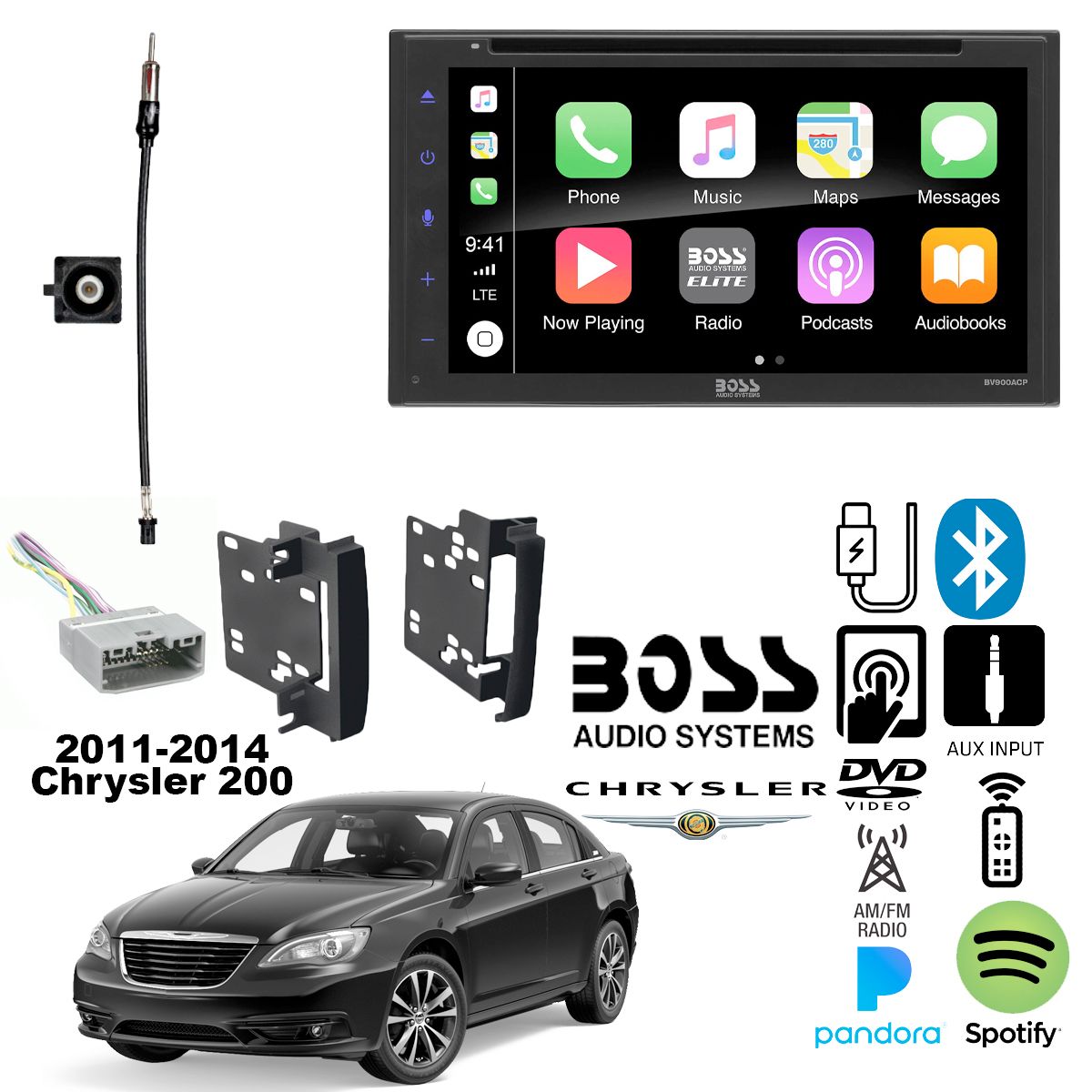 6.75" Multimeda Cd/Dvd Receiver CarPlay , Android Auto For 2011-14 Chrysler 200